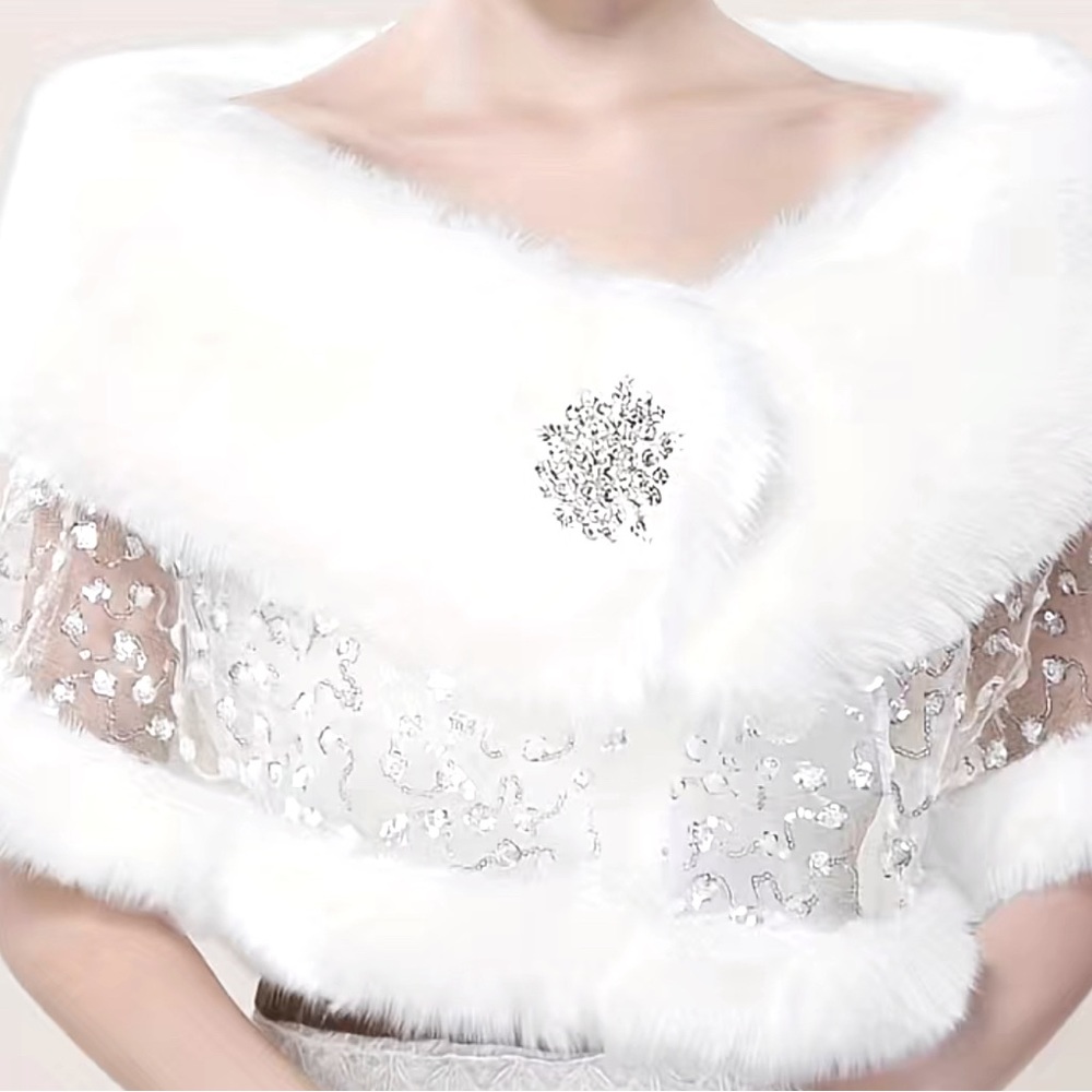 Plush Wedding Dress Outside Warm Shawl